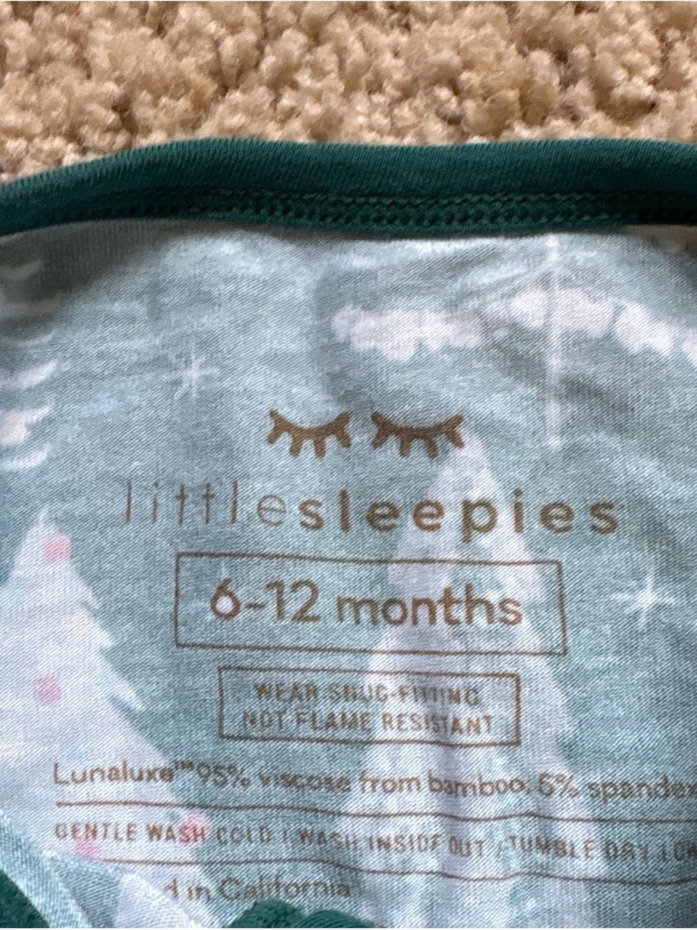 Little Sleepies Teal and White Cloud Print Pajama Top
